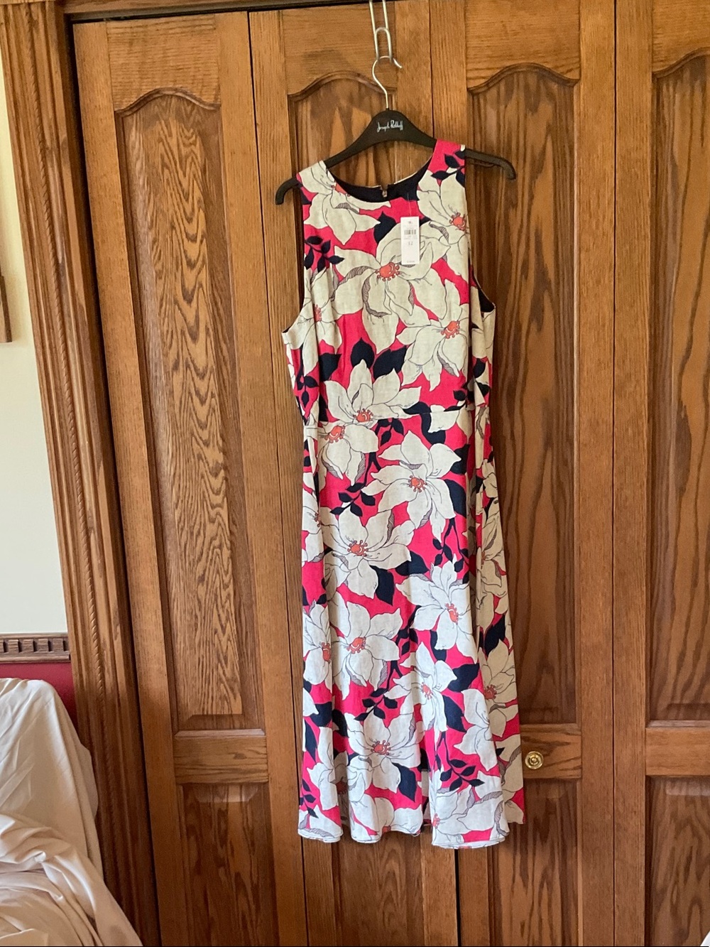 Ann Taylor Floral Midi Dress in Pink, White and Navy